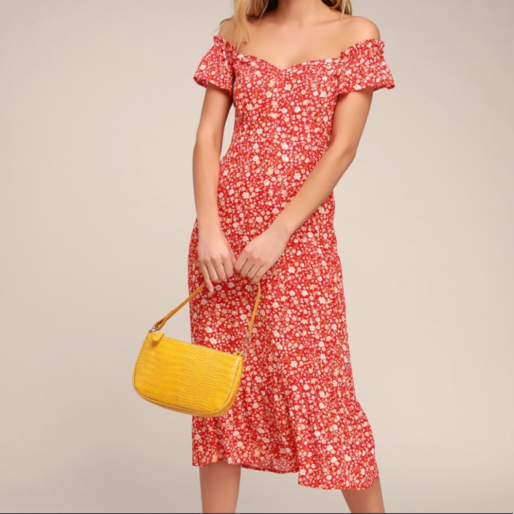 Red floral dress